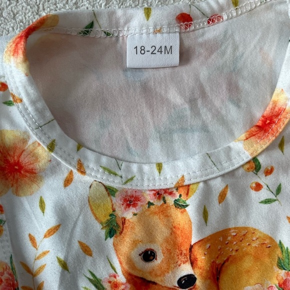 Fawn Baby Print Dress, Floral Wreath. Super Soft. Sz 18-24 months - Picture 2 of 3